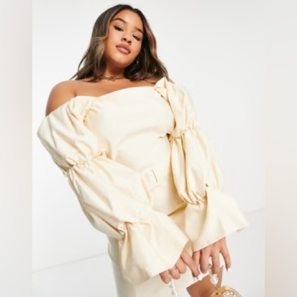 ASOS - NWT Luxe Curve Strength Detachable Belted Extreme Sleeve Dress Size 14 - Picture 2 of 12